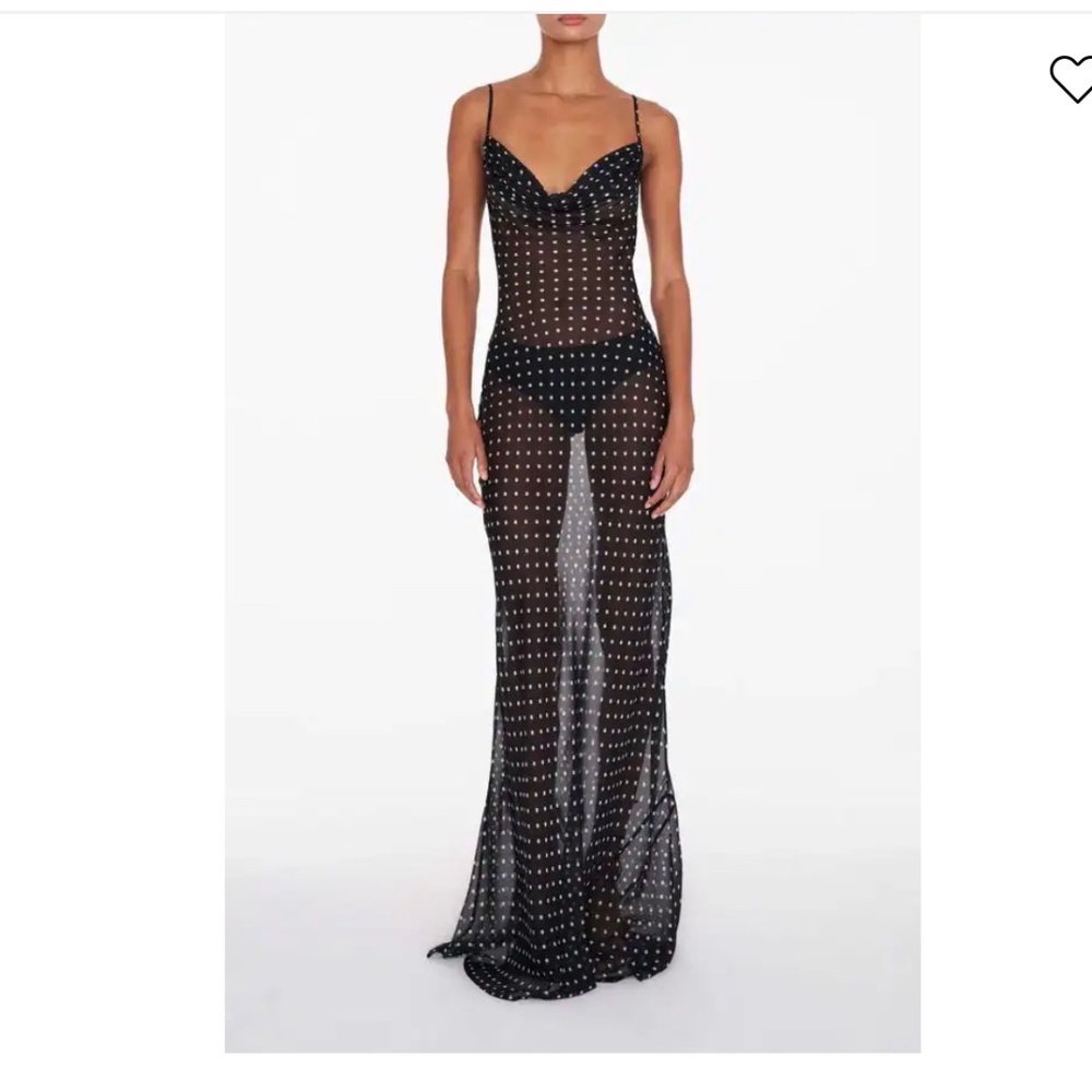 Rat & Boa Black Dotted Gisele Maxi Slip Dress